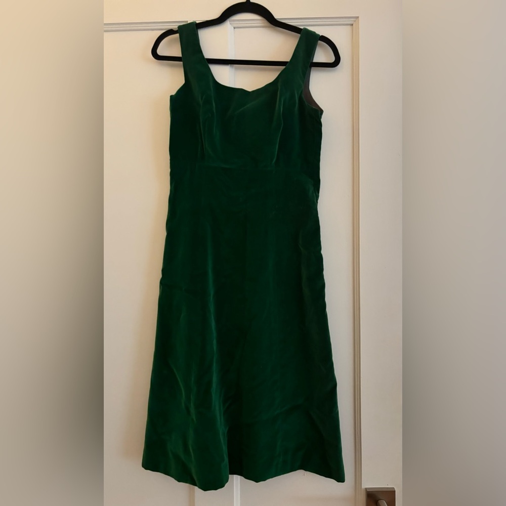 Vintage Green Velvet Square Neck Dresses